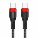 Кабель PERO DC-10 USB-C / USB-C, 5A, 100Вт 1,5м, черный